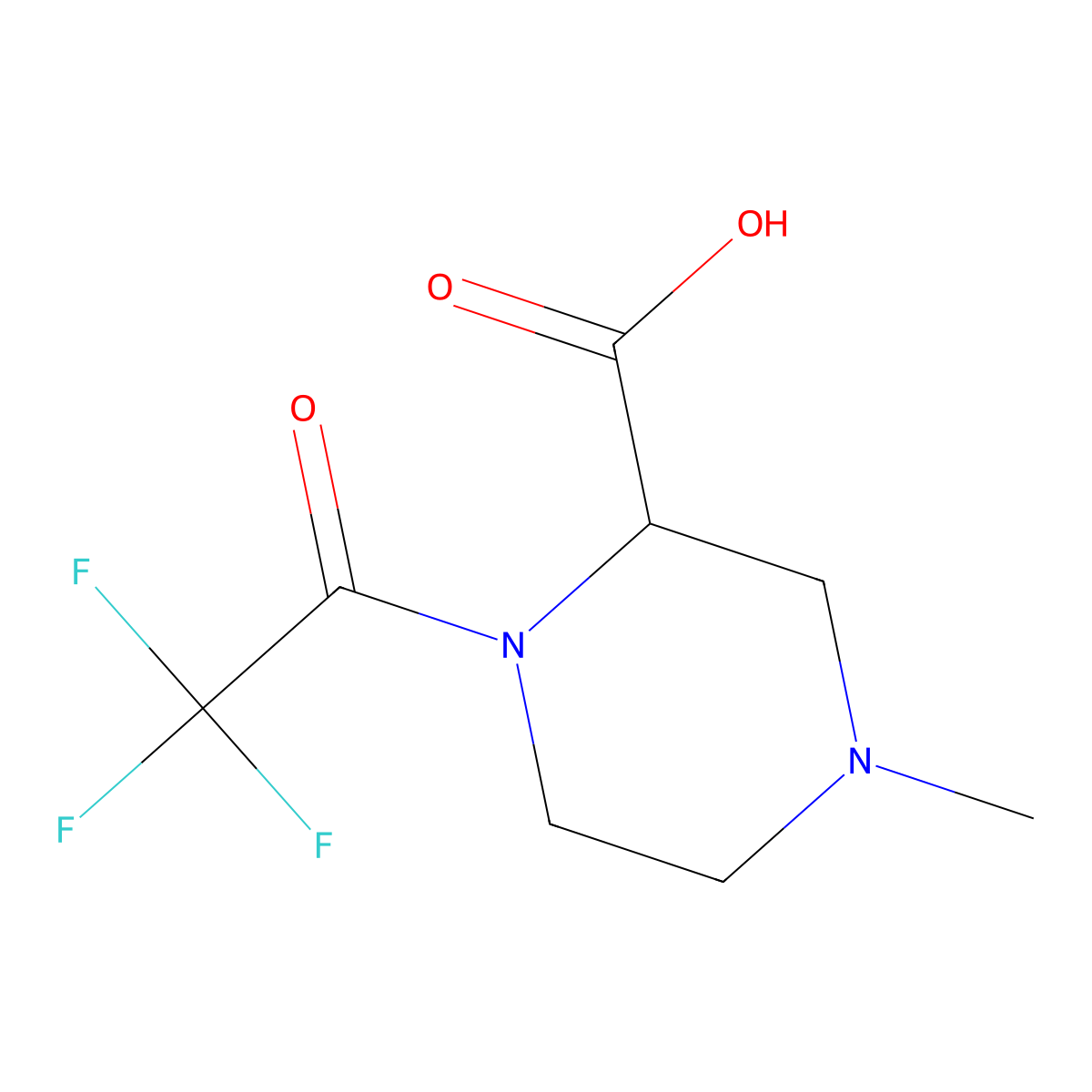 4-Methyl-1-(2,2,2-trifluoroacetyl)piperazine-2-carboxylic acid molecular structure, CAS 2913307-24-9