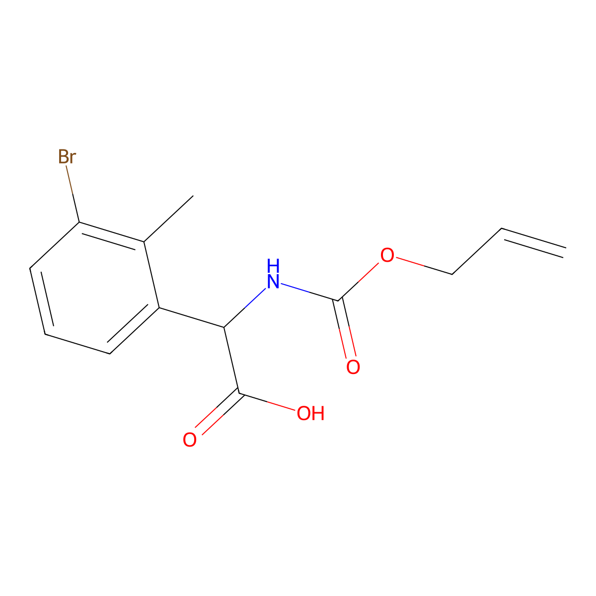 2-(3-Bromo-2-methylphenyl)-2-{[(prop-2-en-1-yloxy)carbonyl]amino}acetic acid molecular structure, CAS 2913309-99-4