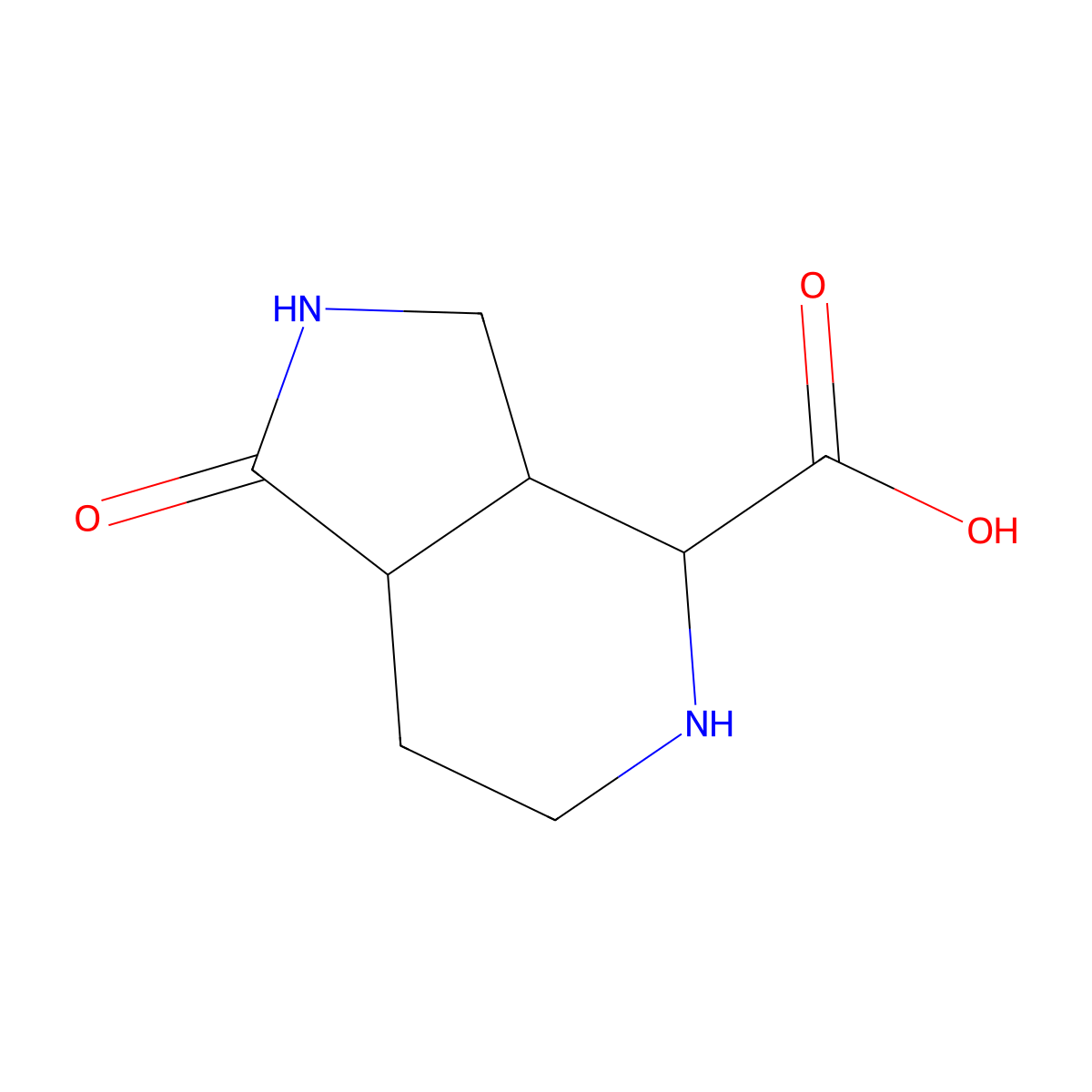 1-oxo-octahydro-1H-pyrrolo[3,4-c]pyridine-4-carboxylic acid molecular structure, CAS 2913331-50-5