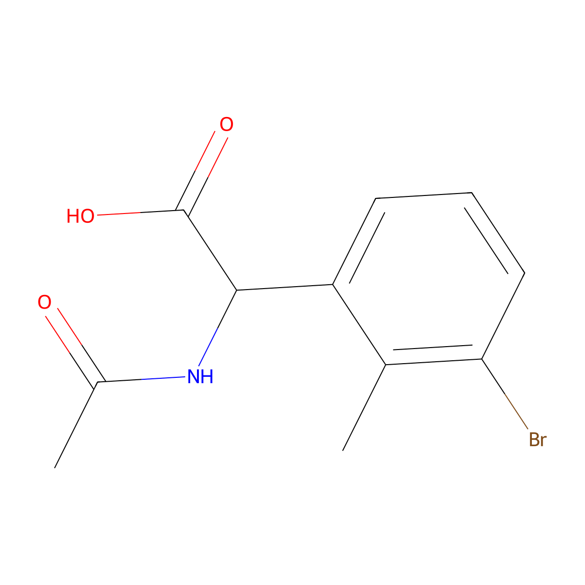 2-(3-Bromo-2-methylphenyl)-2-acetamidoacetic acid molecular structure, CAS 2913334-89-9