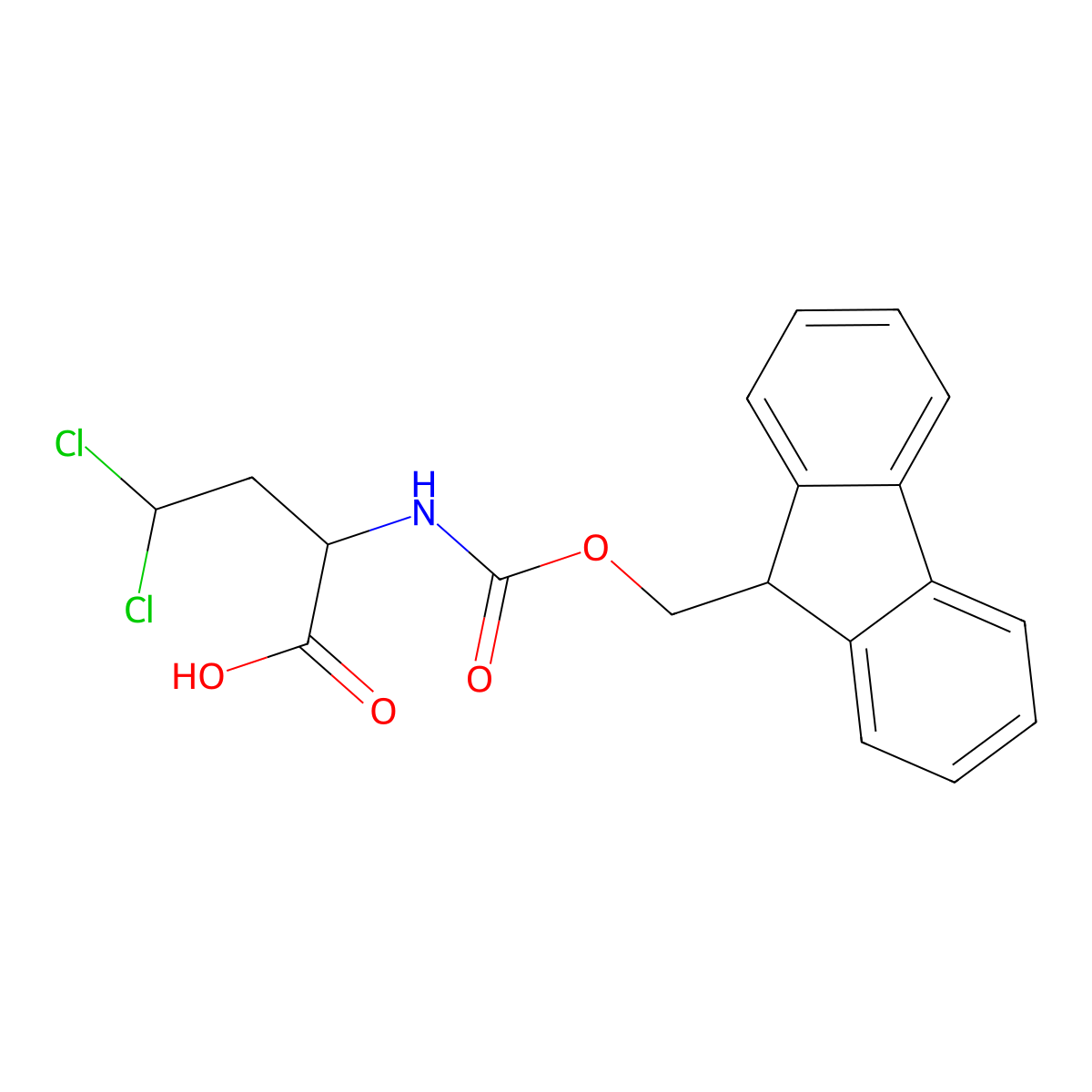 4,4-dichloro-2-({[(9H-fluoren-9-yl)methoxy]carbonyl}amino)butanoic acid molecular structure, CAS 2913337-99-0