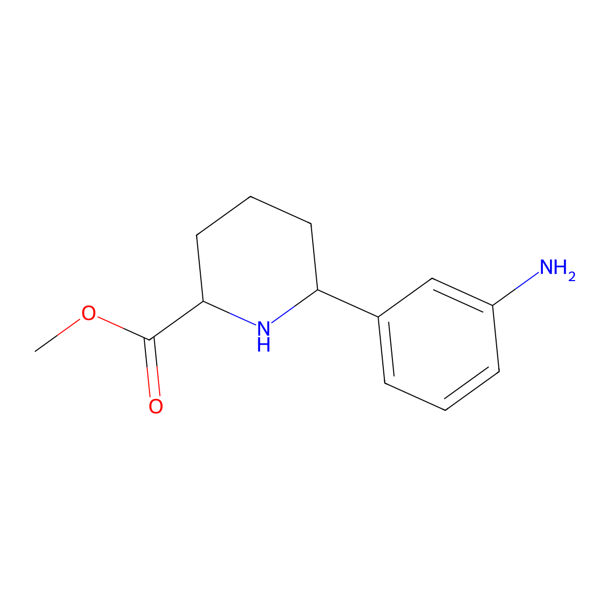 Methyl 6-(3-aminophenyl)piperidine-2-carboxylate molecular structure, CAS 2913349-61-6