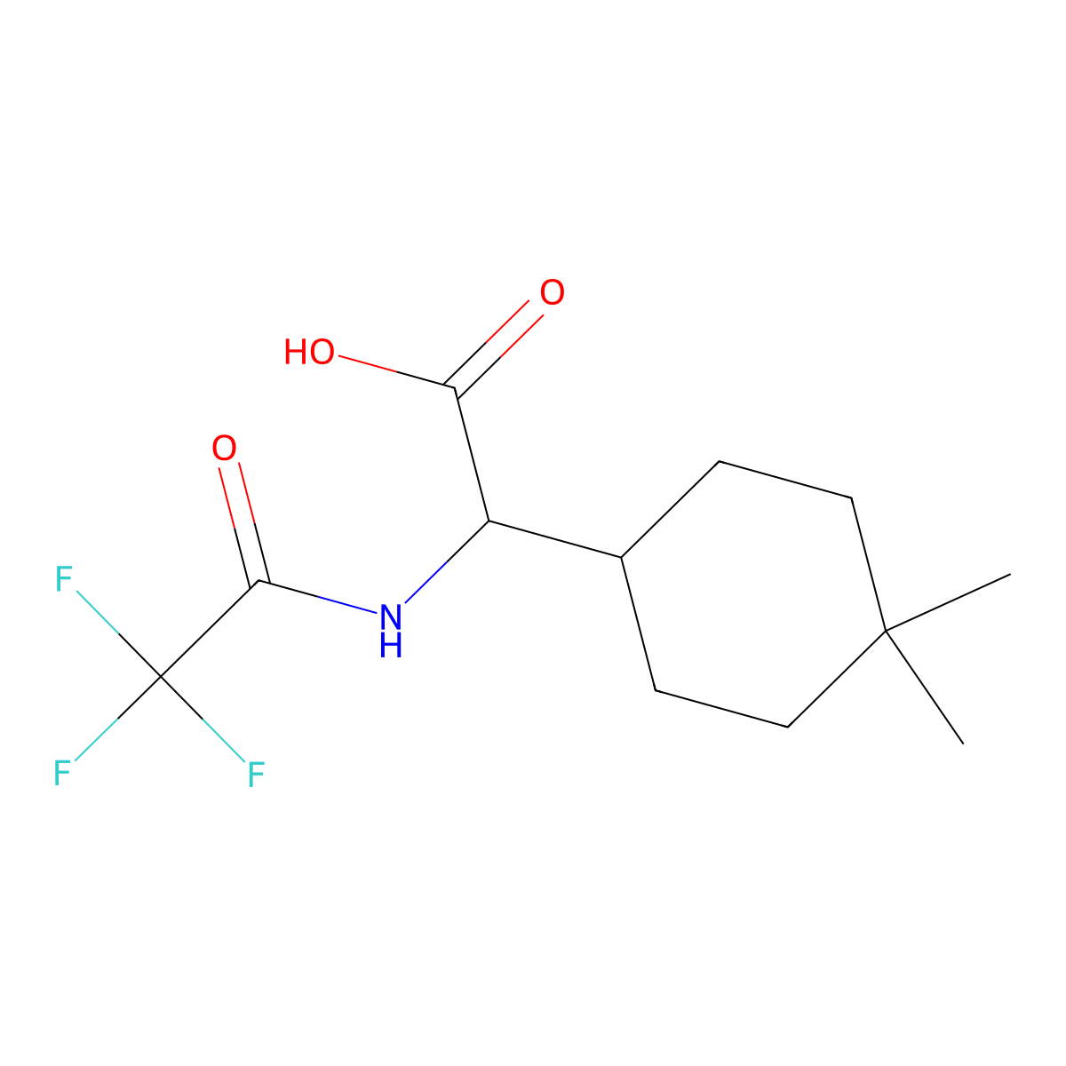 2-(4,4-Dimethylcyclohexyl)-2-(2,2,2-trifluoroacetamido)acetic acid molecular structure, CAS 2913355-22-1