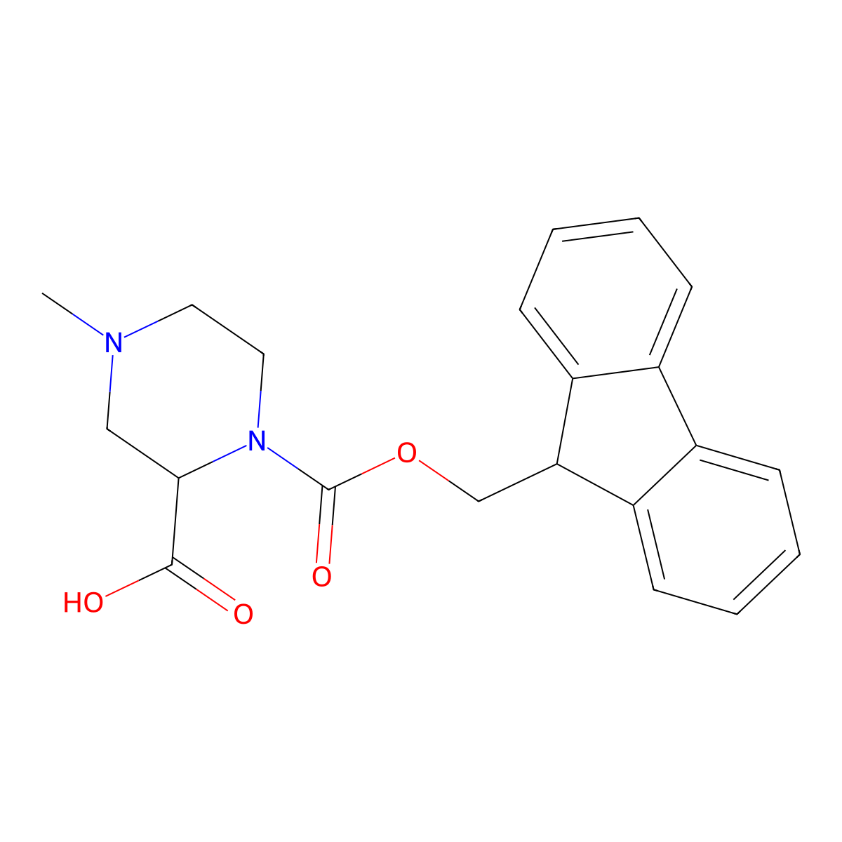 1-{[(9H-fluoren-9-yl)methoxy]carbonyl}-4-methylpiperazine-2-carboxylic acid molecular structure, CAS 2913371-46-5