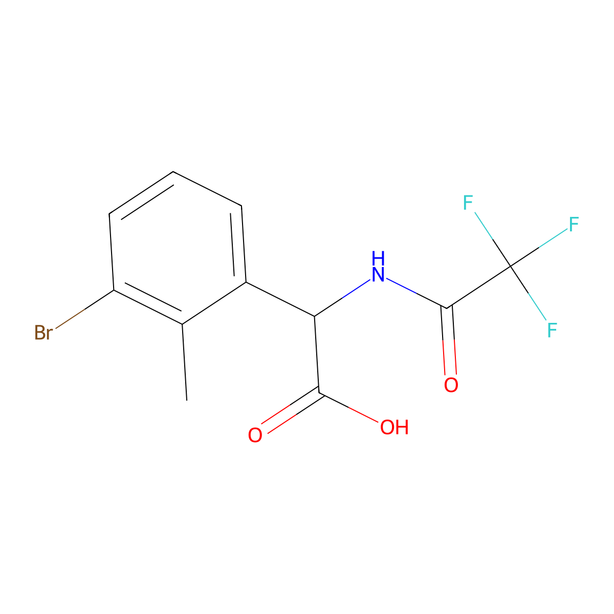 2-(3-Bromo-2-methylphenyl)-2-(2,2,2-trifluoroacetamido)acetic acid molecular structure, CAS 2913380-36-4
