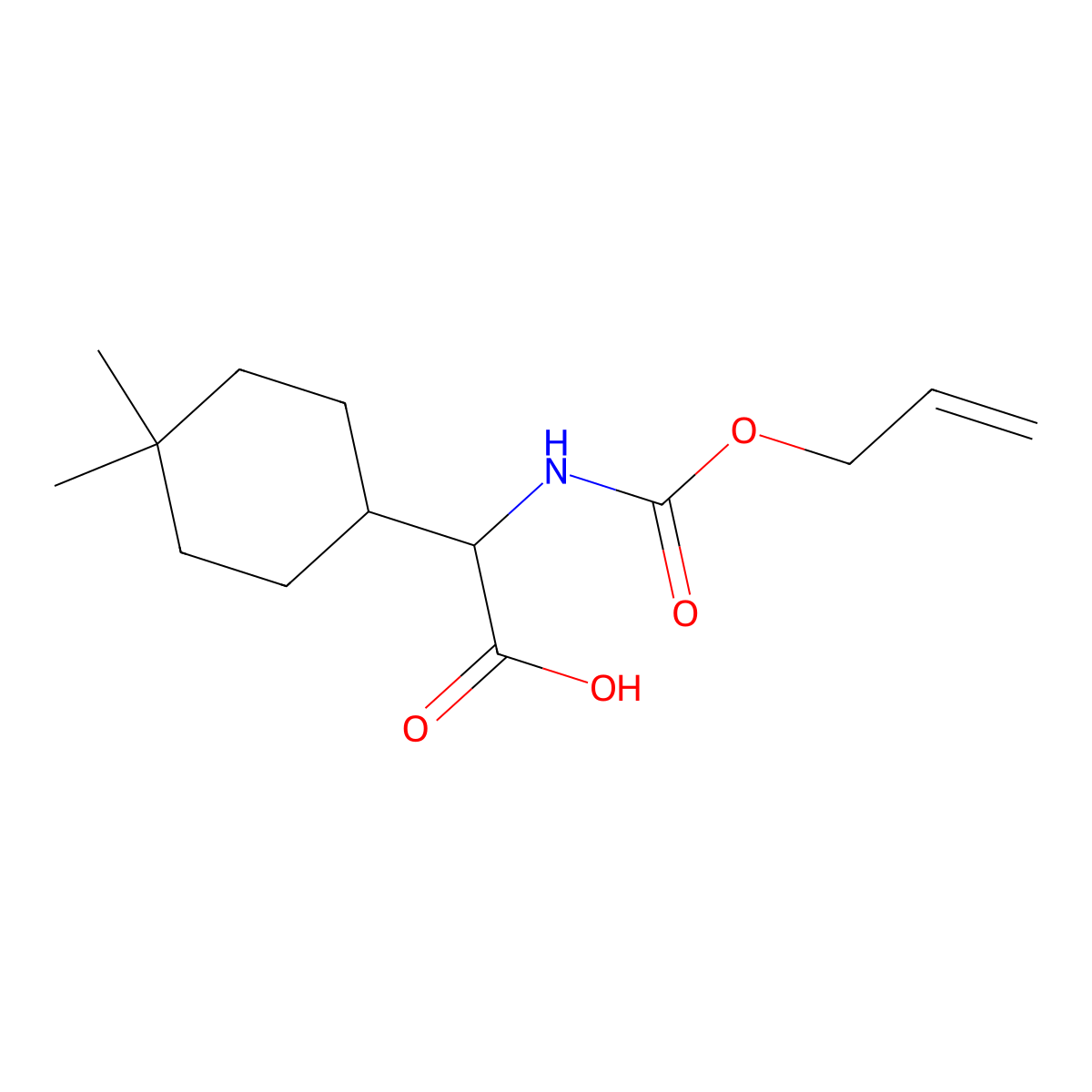 2-(4,4-Dimethylcyclohexyl)-2-{[(prop-2-en-1-yloxy)carbonyl]amino}acetic acid molecular structure, CAS 2913381-44-7