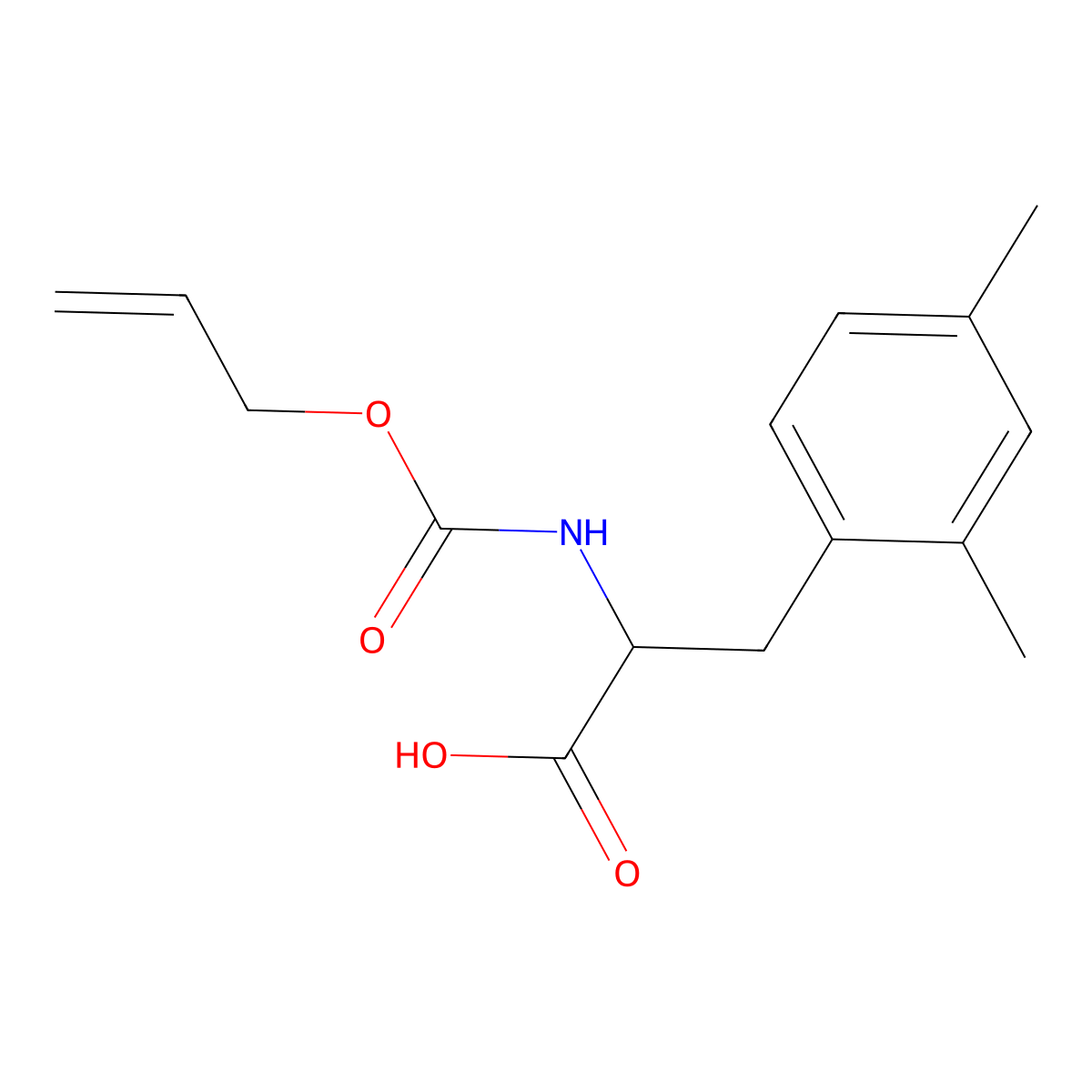3-(2,4-Dimethylphenyl)-2-{[(prop-2-en-1-yloxy)carbonyl]amino}propanoic acid molecular structure, CAS 2913398-54-4
