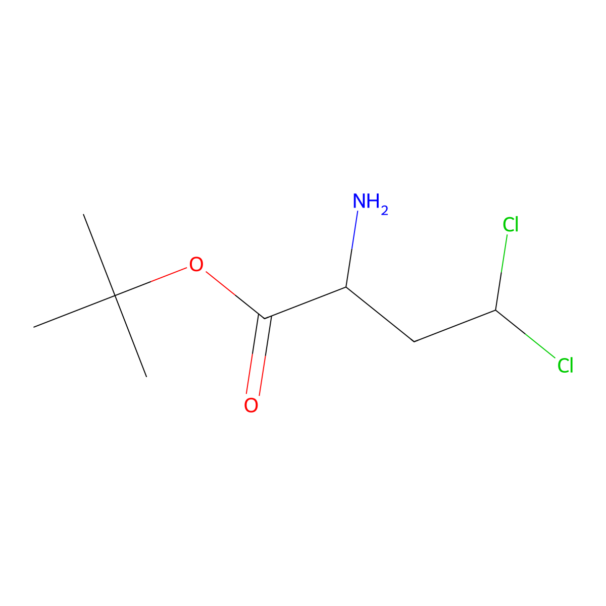 Tert-butyl 2-amino-4,4-dichlorobutanoate molecular structure, CAS 2913399-35-4