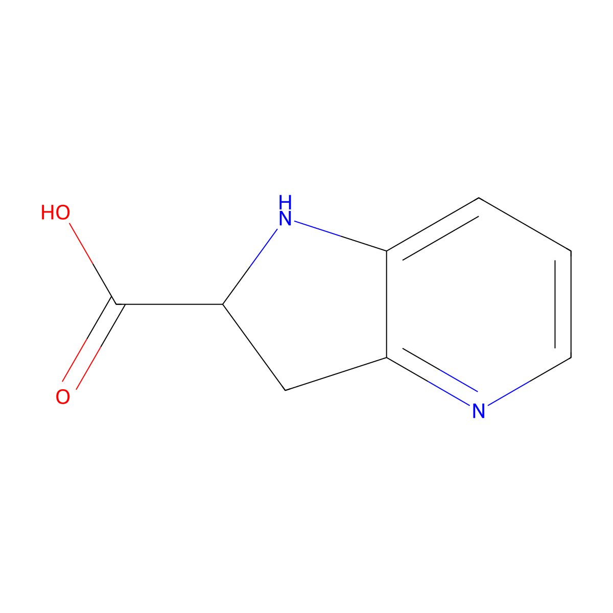 1H,2H,3H-pyrrolo[3,2-b]pyridine-2-carboxylic acid molecular structure, CAS 2913399-56-9
