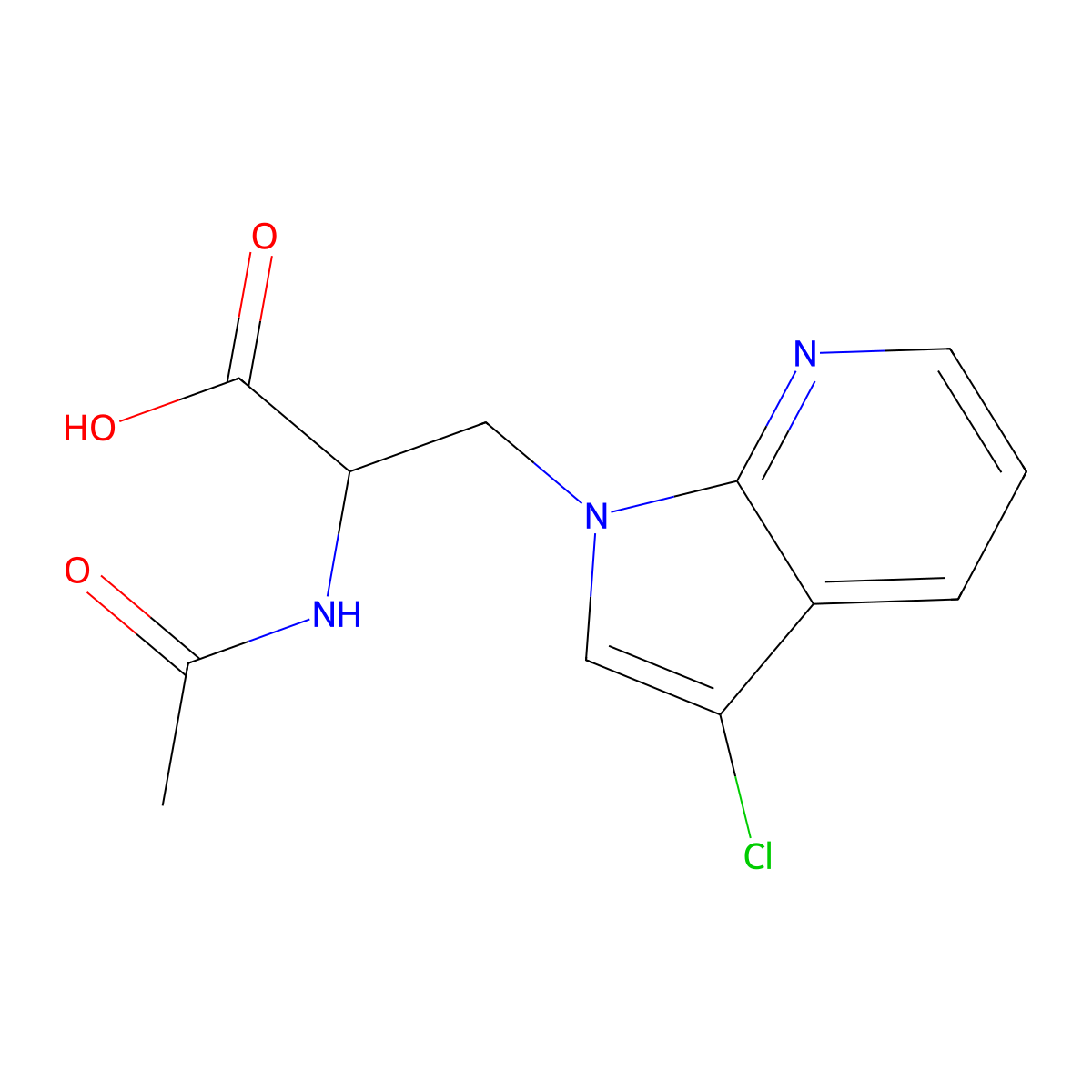 3-{3-chloro-1H-pyrrolo[2,3-b]pyridin-1-yl}-2-acetamidopropanoic acid molecular structure, CAS 2913399-81-0