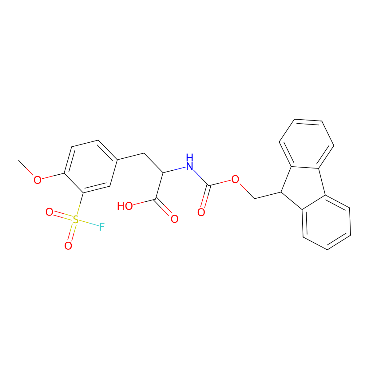 2-({[(9H-fluoren-9-yl)methoxy]carbonyl}amino)-3-[3-(fluorosulfonyl)-4-methoxyphenyl]propanoic acid molecular structure, CAS 2913399-90-1