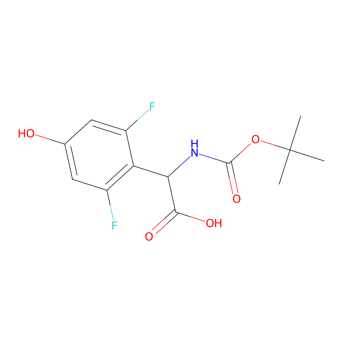 2-{[(Tert-butoxy)carbonyl]amino}-2-(2,6-difluoro-4-hydroxyphenyl)acetic acid molecular structure, CAS 2913400-01-6