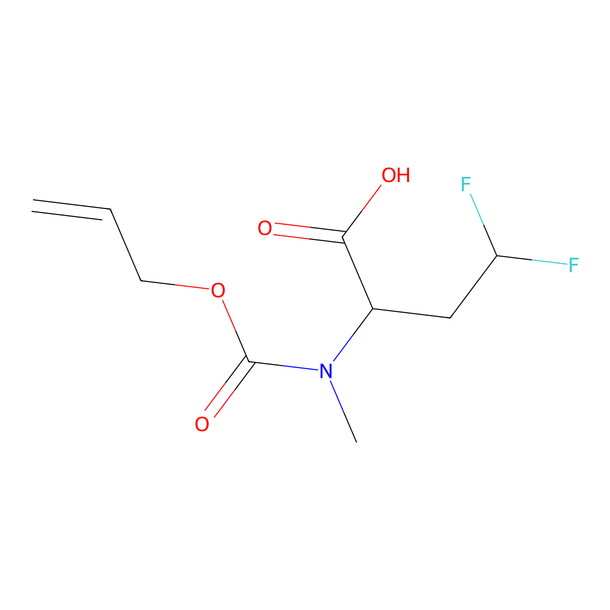 4,4-Difluoro-2-{methyl[(prop-2-en-1-yloxy)carbonyl]amino}butanoic acid molecular structure, CAS 2913400-23-2