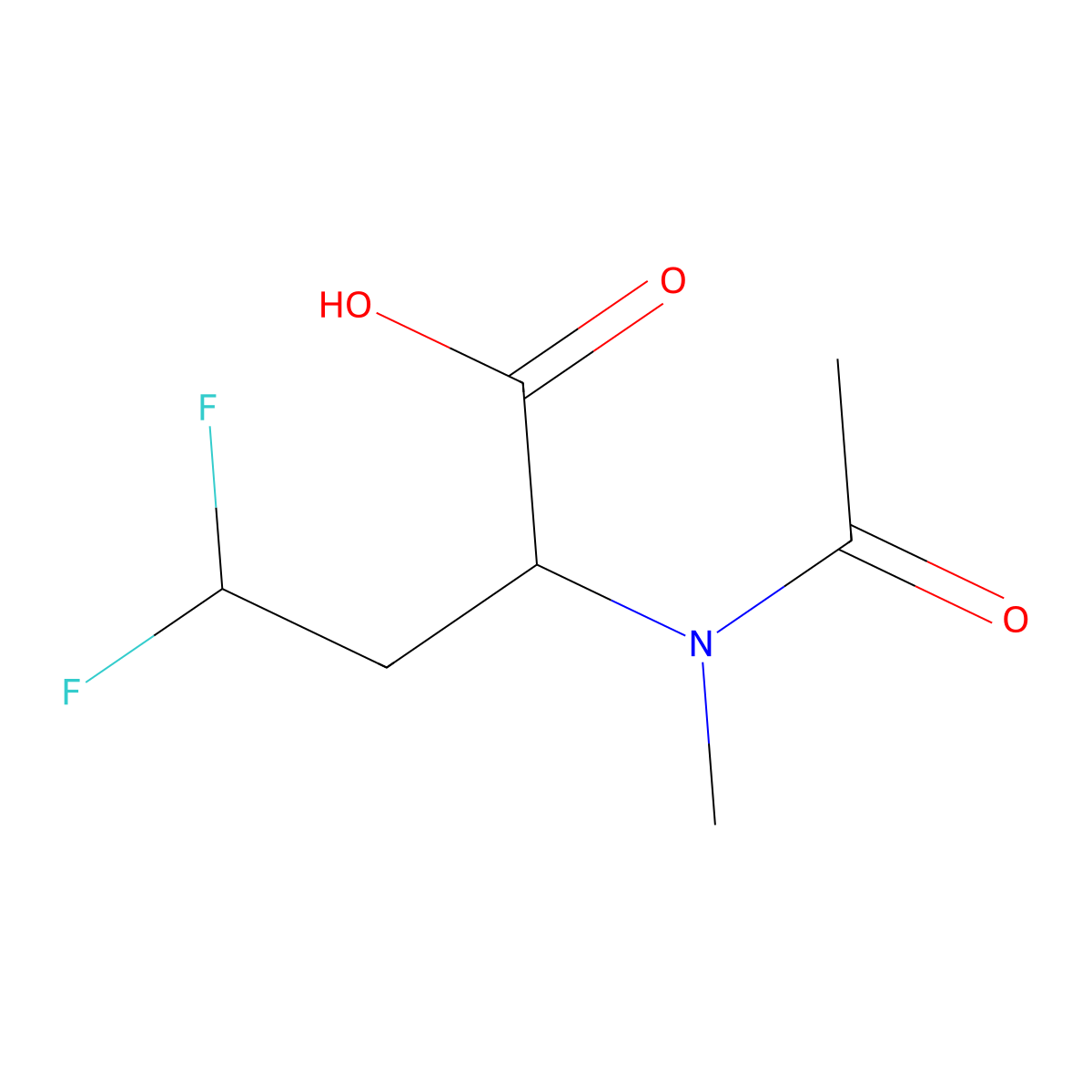 4,4-difluoro-2-(N-methylacetamido)butanoic acid molecular structure, CAS 2913400-37-8