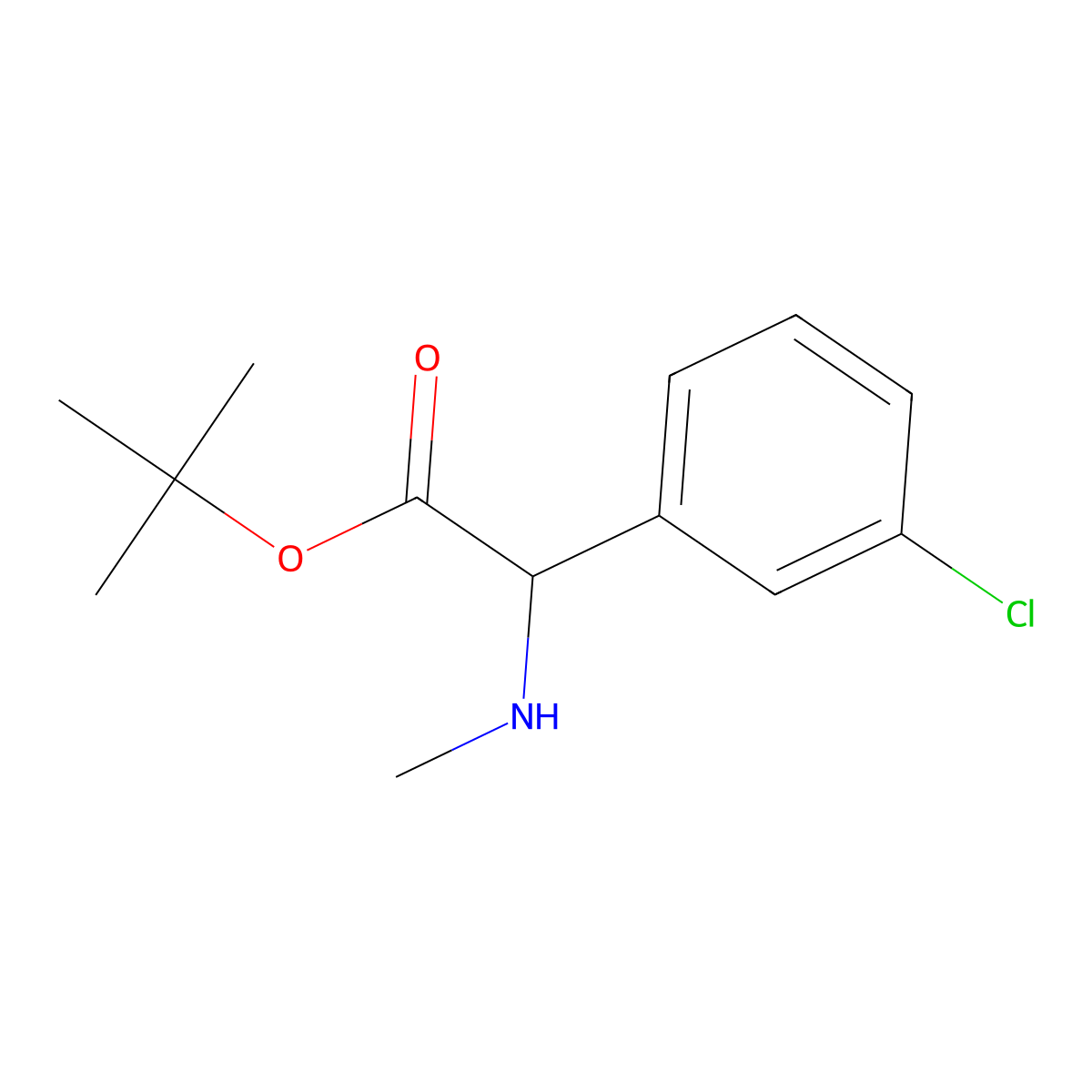 Tert-butyl 2-(3-chlorophenyl)-2-(methylamino)acetate molecular structure, CAS 2913400-50-5