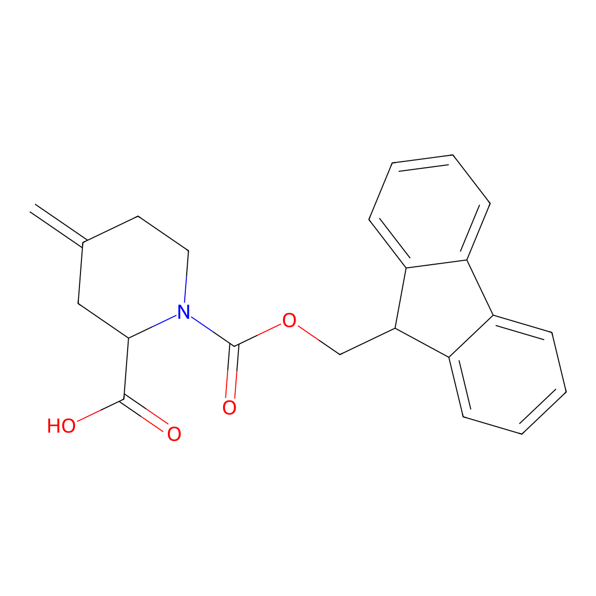 1-{[(9H-fluoren-9-yl)methoxy]carbonyl}-4-methylidenepiperidine-2-carboxylic acid molecular structure, CAS 2913400-54-9
