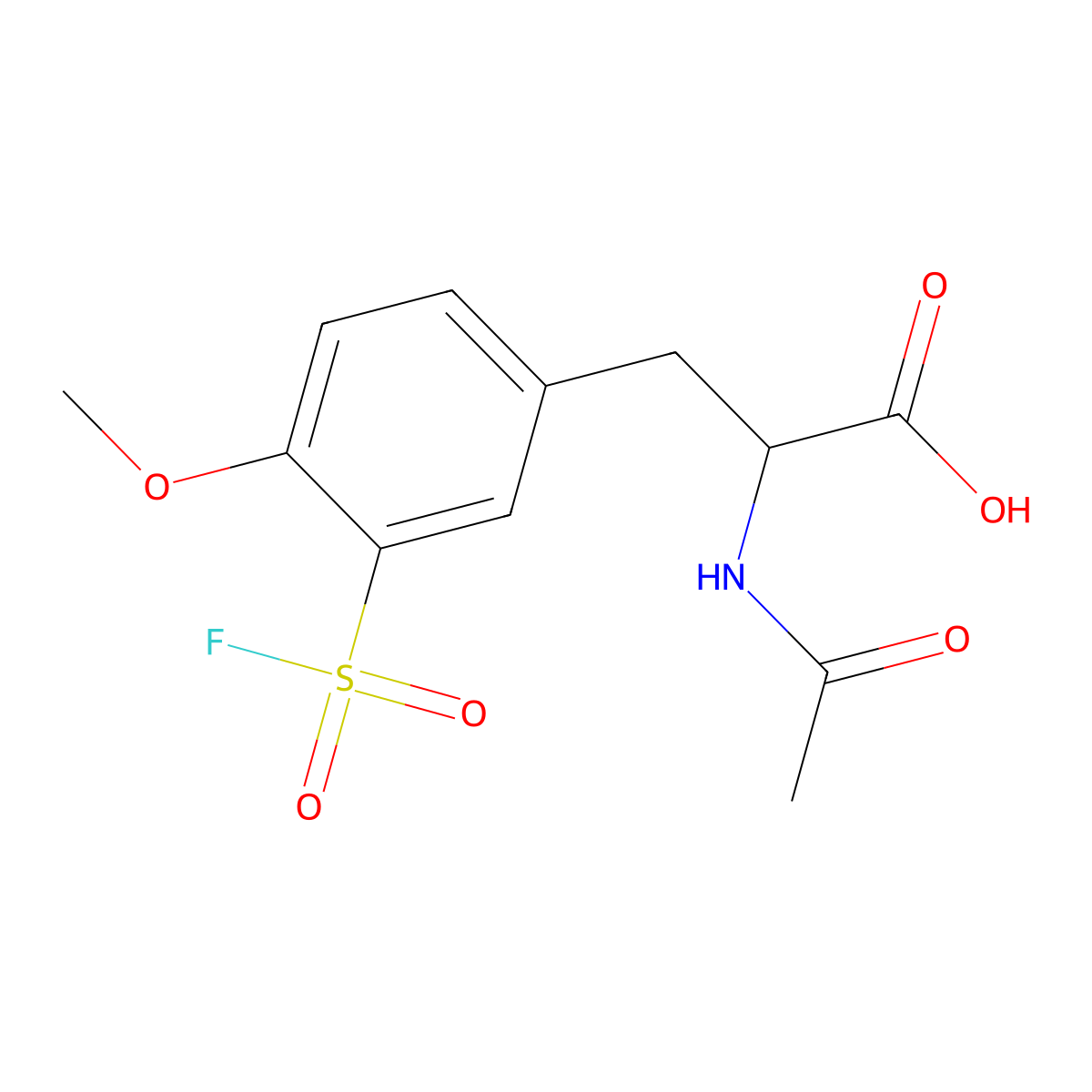 2-Acetamido-3-[3-(fluorosulfonyl)-4-methoxyphenyl]propanoic acid molecular structure, CAS 2913400-66-3