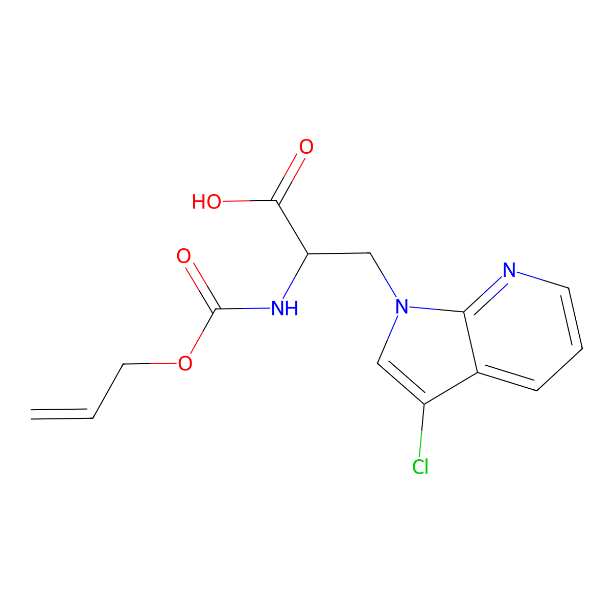 3-{3-chloro-1H-pyrrolo[2,3-b]pyridin-1-yl}-2-{[(prop-2-en-1-yloxy)carbonyl]amino}propanoic acid molecular structure, CAS 2913400-75-4