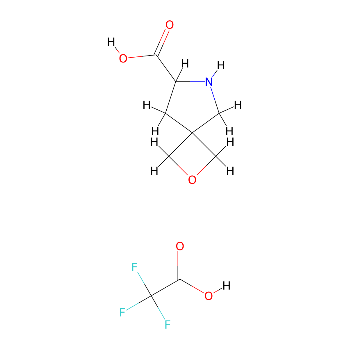 2-Oxa-6-azaspiro[3.4]octane-7-carboxylic acid; trifluoroacetic acid molecular structure, CAS 2913400-81-2