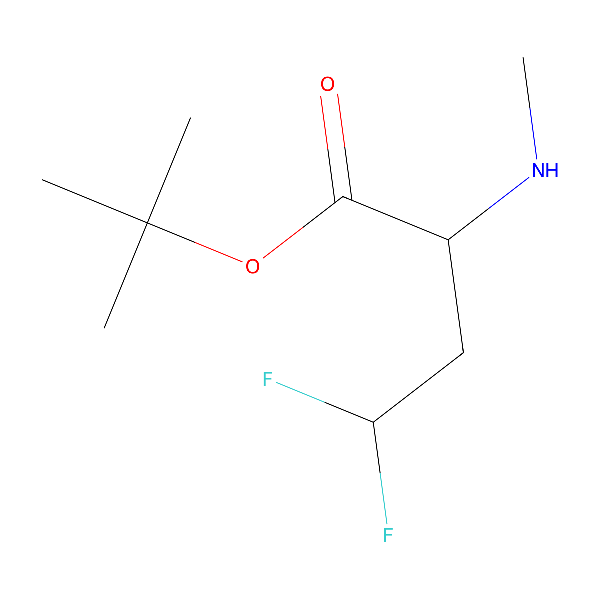 Tert-butyl 4,4-difluoro-2-(methylamino)butanoate molecular structure, CAS 2913401-02-0