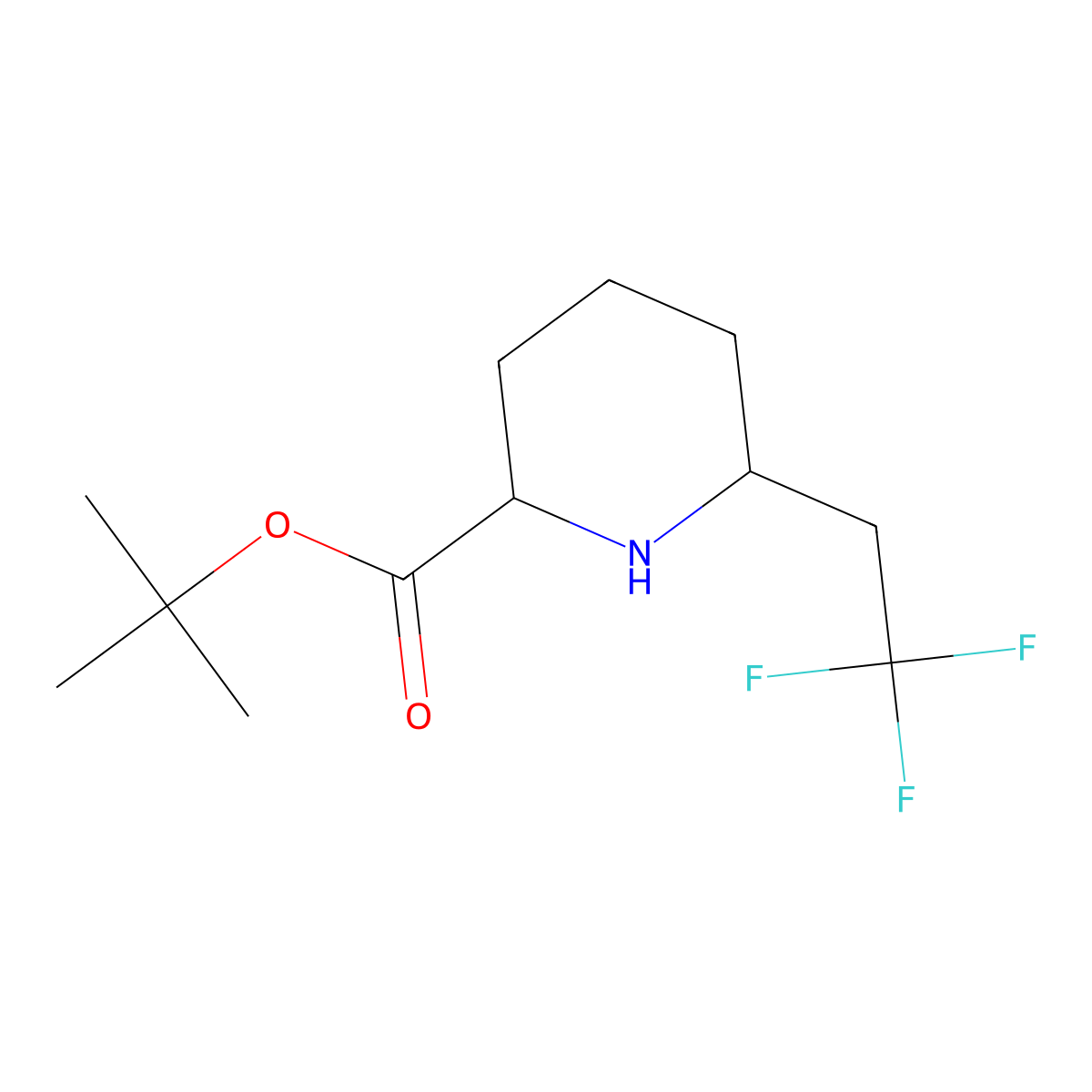 Tert-butyl 6-(2,2,2-trifluoroethyl)piperidine-2-carboxylate molecular structure, CAS 2913401-05-3