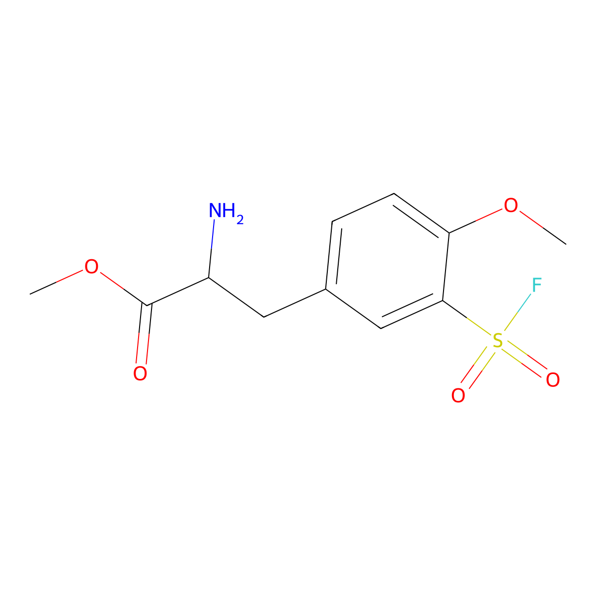 Methyl 2-amino-3-[3-(fluorosulfonyl)-4-methoxyphenyl]propanoate molecular structure, CAS 2913401-11-1