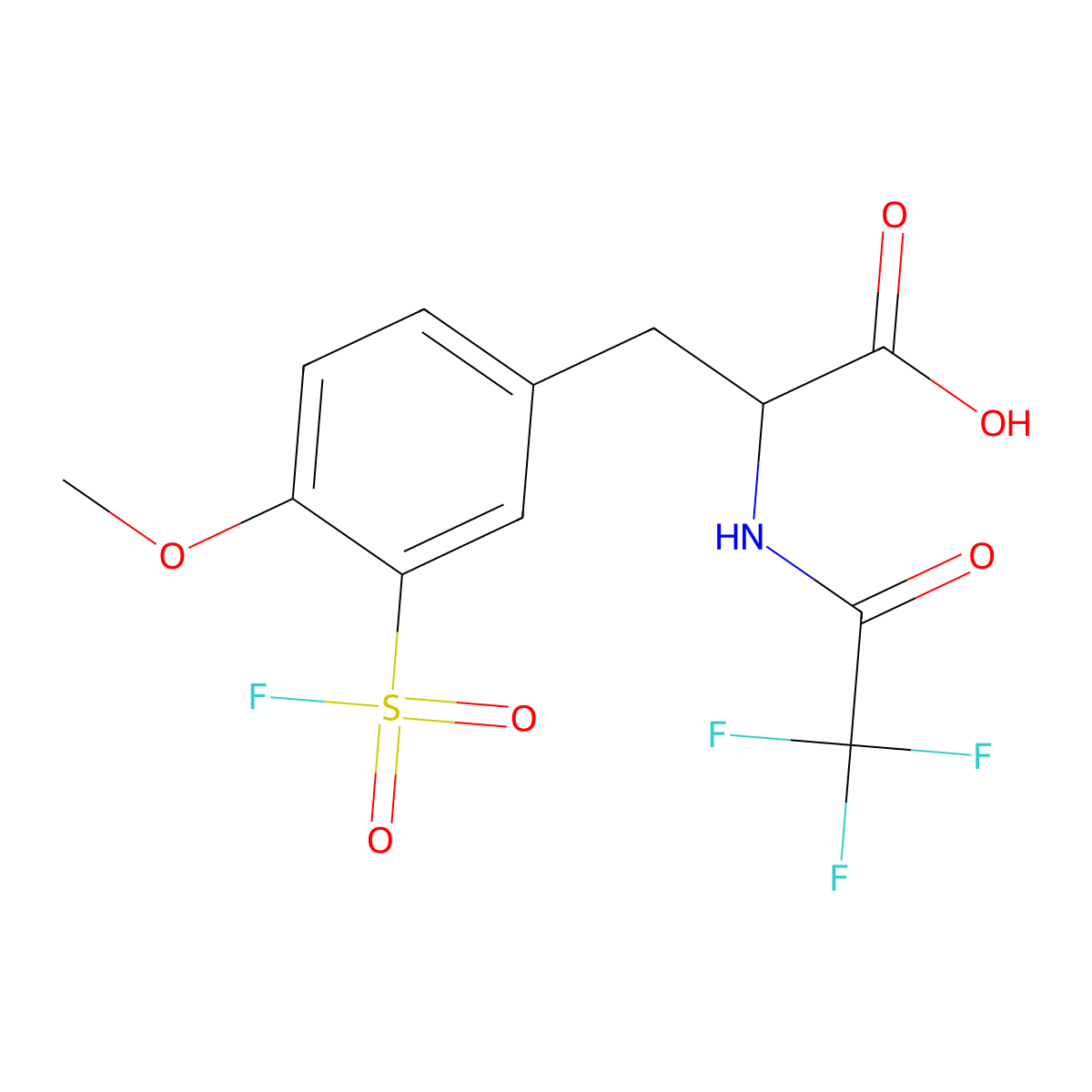 3-[3-(Fluorosulfonyl)-4-methoxyphenyl]-2-(2,2,2-trifluoroacetamido)propanoic acid molecular structure, CAS 2913401-15-5
