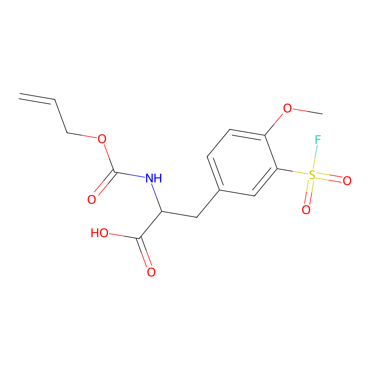 3-[3-(Fluorosulfonyl)-4-methoxyphenyl]-2-{[(prop-2-en-1-yloxy)carbonyl]amino}propanoic acid molecular structure, CAS 2913401-37-1