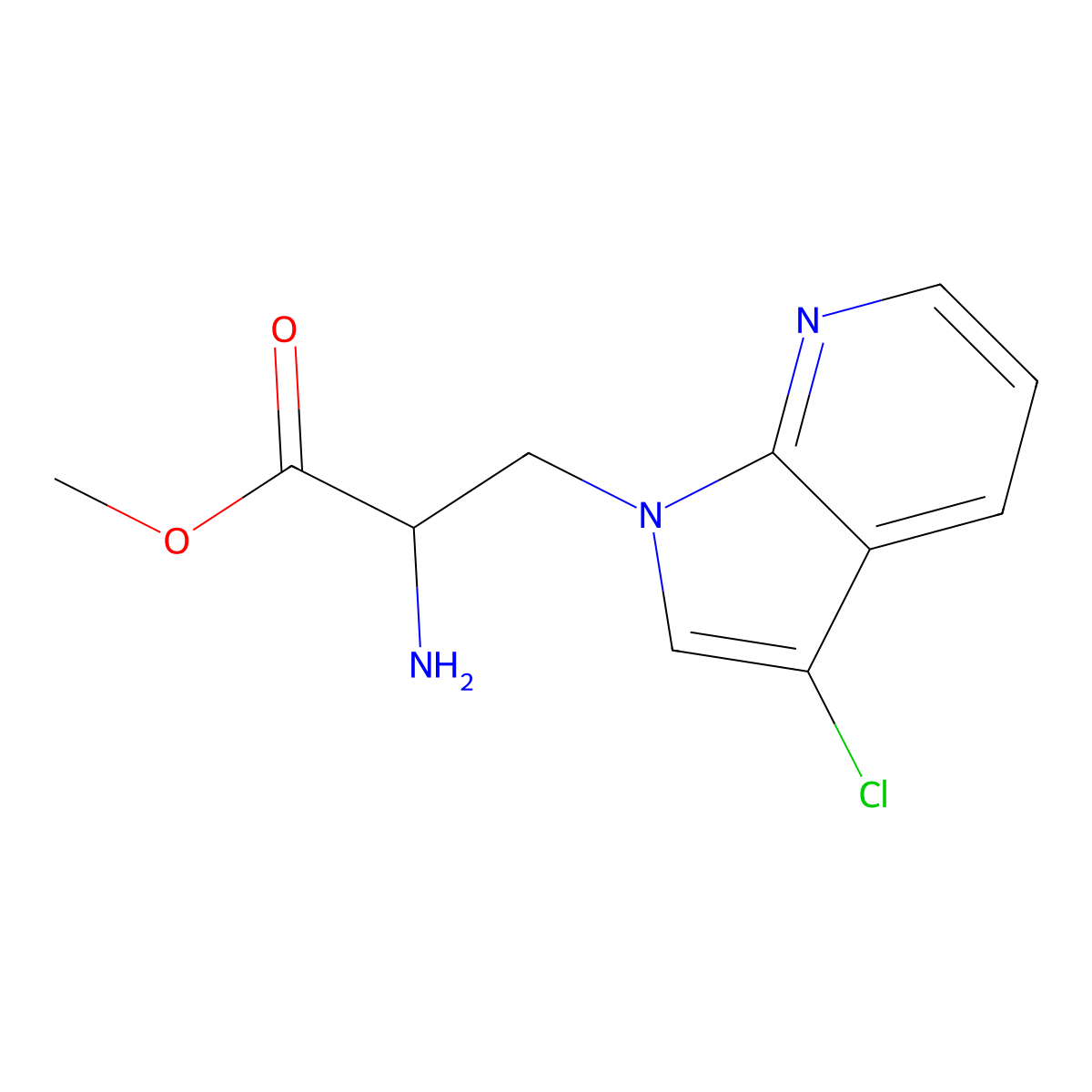 methyl 2-amino-3-{3-chloro-1H-pyrrolo[2,3-b]pyridin-1-yl}propanoate molecular structure, CAS 2913401-65-5