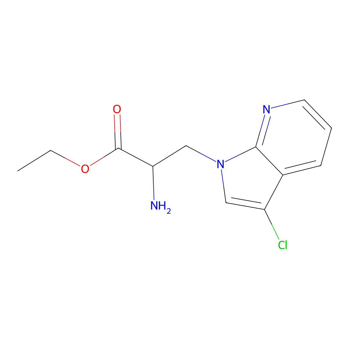ethyl 2-amino-3-{3-chloro-1H-pyrrolo[2,3-b]pyridin-1-yl}propanoate molecular structure, CAS 2913401-67-7