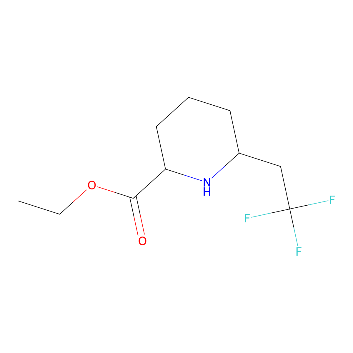 Ethyl 6-(2,2,2-trifluoroethyl)piperidine-2-carboxylate molecular structure, CAS 2913401-68-8