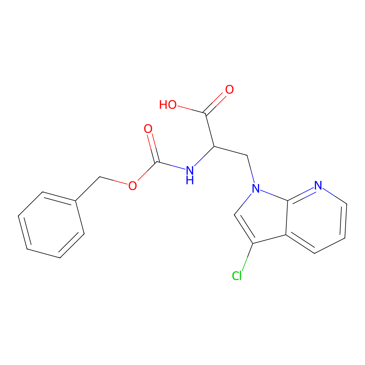 2-{[(benzyloxy)carbonyl]amino}-3-{3-chloro-1H-pyrrolo[2,3-b]pyridin-1-yl}propanoic acid molecular structure, CAS 2913401-69-9