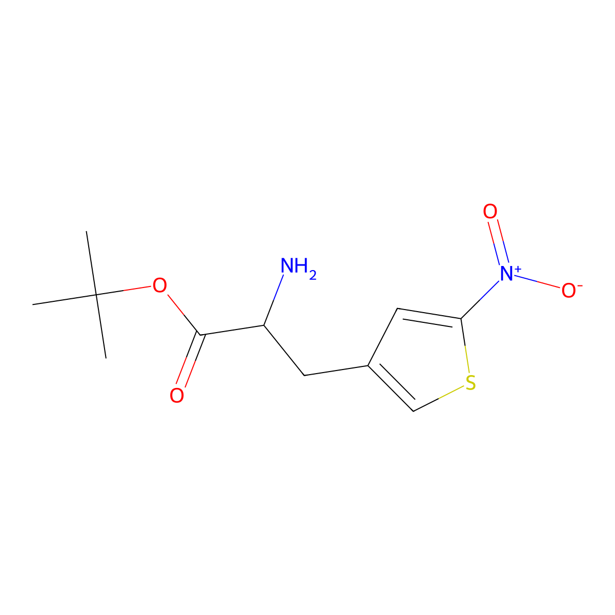 Tert-butyl 2-amino-3-(5-nitrothiophen-3-yl)propanoate molecular structure, CAS 2913401-87-1