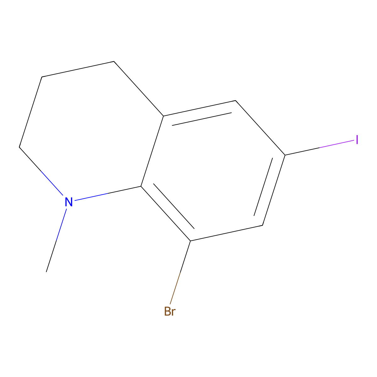 8-Bromo-6-iodo-1-methyl-1,2,3,4-tetrahydroquinoline molecular structure, CAS 2913402-15-8