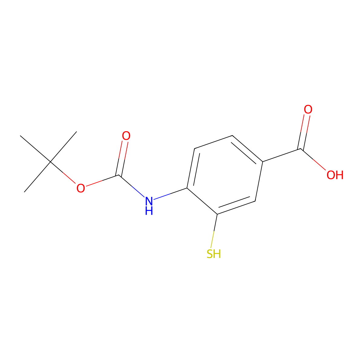 4-{[(Tert-butoxy)carbonyl]amino}-3-sulfanylbenzoic acid molecular structure, CAS 2913402-28-3