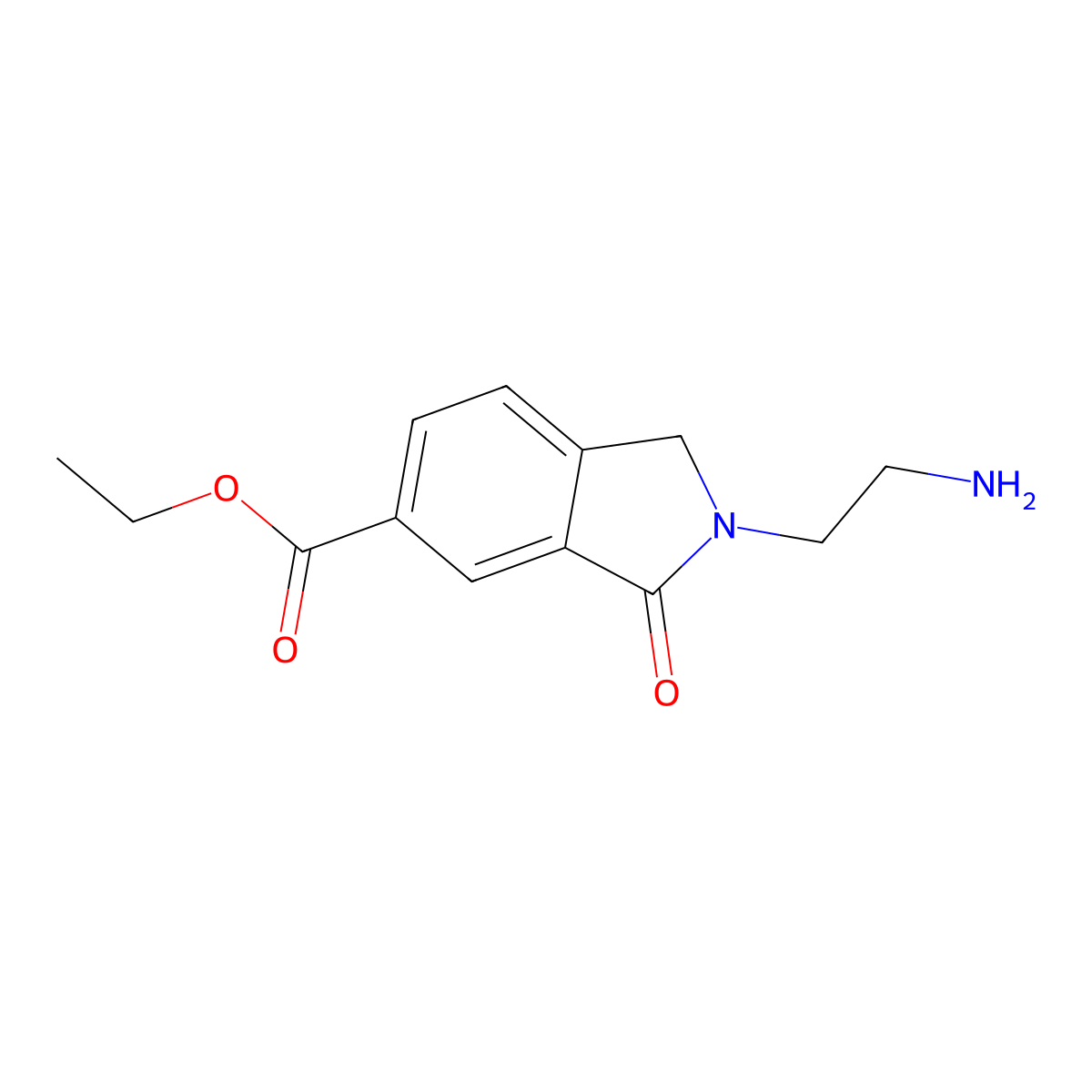 ethyl 2-(2-aminoethyl)-3-oxo-2,3-dihydro-1H-isoindole-5-carboxylate molecular structure, CAS 2913402-32-9