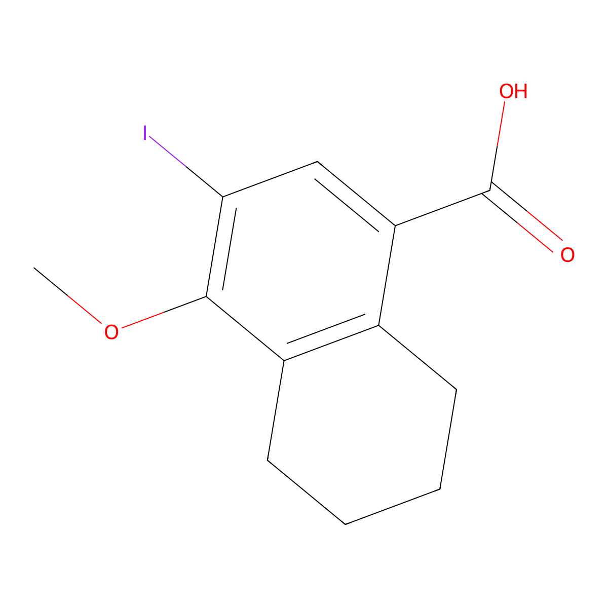 3-Iodo-4-methoxy-5,6,7,8-tetrahydronaphthalene-1-carboxylic acid molecular structure, CAS 2913402-36-3