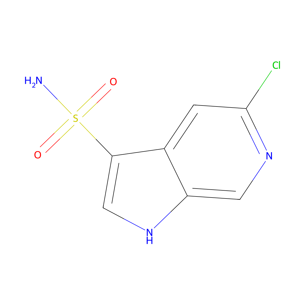 5-chloro-1H-pyrrolo[2,3-c]pyridine-3-sulfonamide molecular structure, CAS 2913402-43-2