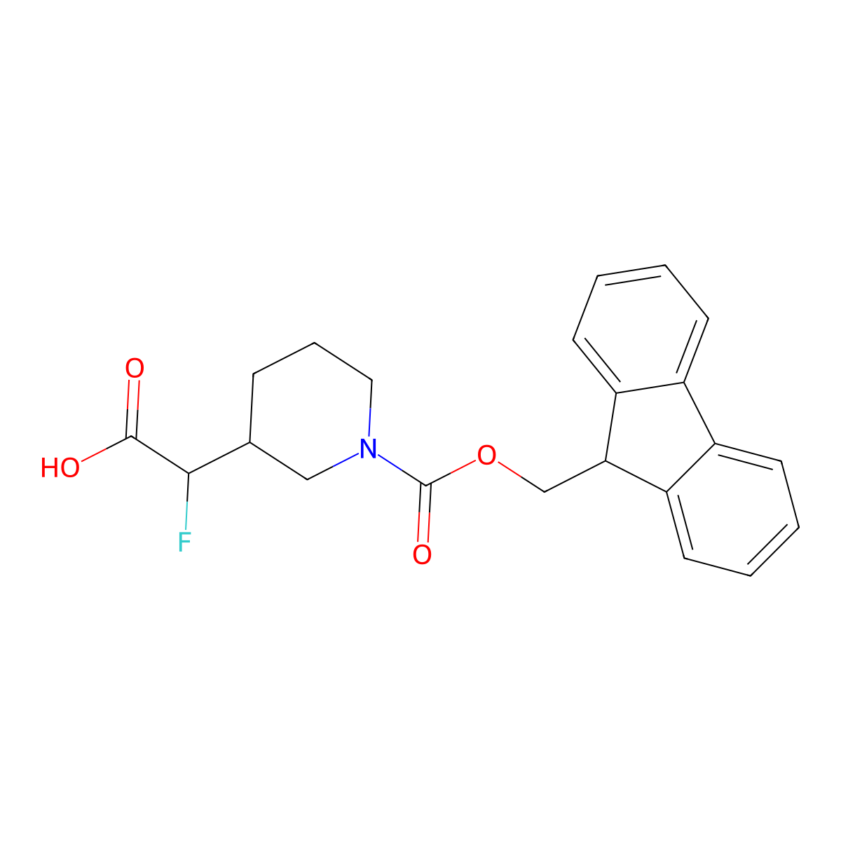 2-(1-{[(9H-fluoren-9-yl)methoxy]carbonyl}piperidin-3-yl)-2-fluoroacetic acid molecular structure, CAS 2913402-93-2