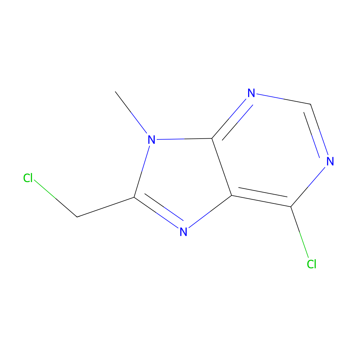 6-chloro-8-(chloromethyl)-9-methyl-9H-purine molecular structure, CAS 2913402-94-3