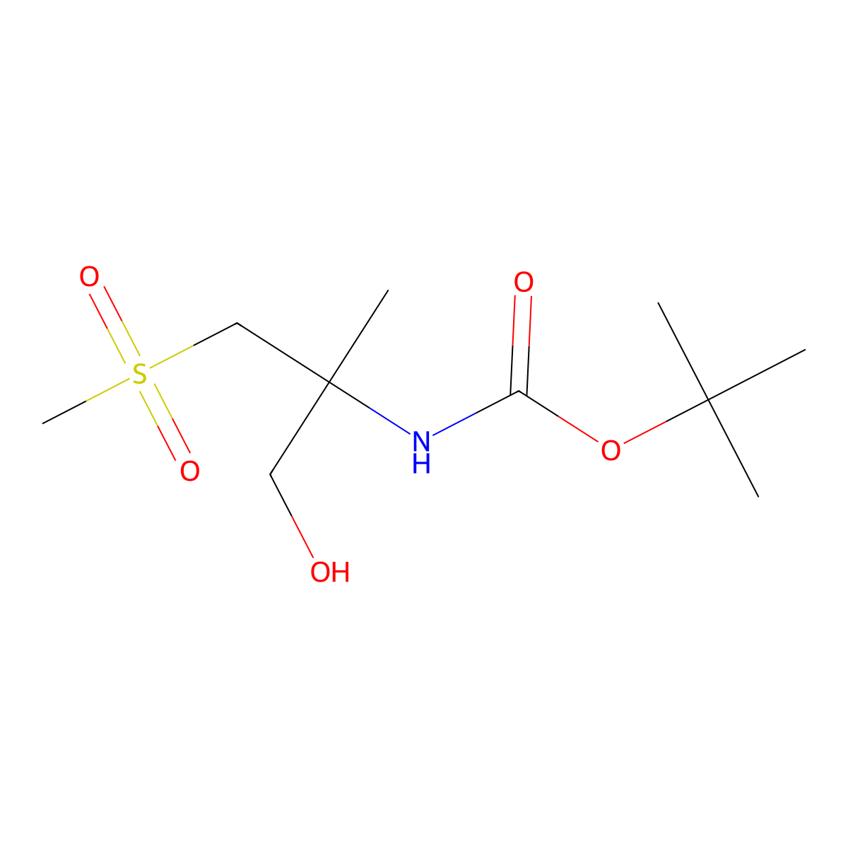 tert-butyl N-(1-hydroxy-3-methanesulfonyl-2-methylpropan-2-yl)carbamate molecular structure, CAS 2913402-96-5