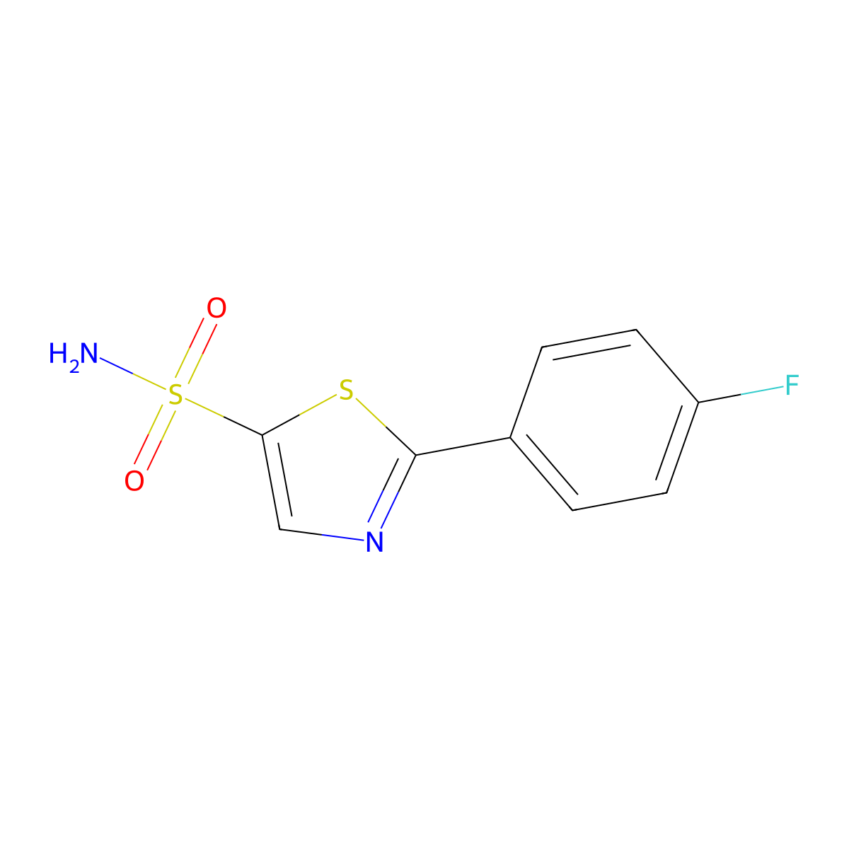 2-(4-Fluorophenyl)-1,3-thiazole-5-sulfonamide molecular structure, CAS 2913402-98-7