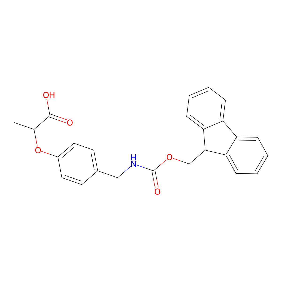 2-{4-[({[(9H-fluoren-9-yl)methoxy]carbonyl}amino)methyl]phenoxy}propanoic acid molecular structure, CAS 2913402-99-8