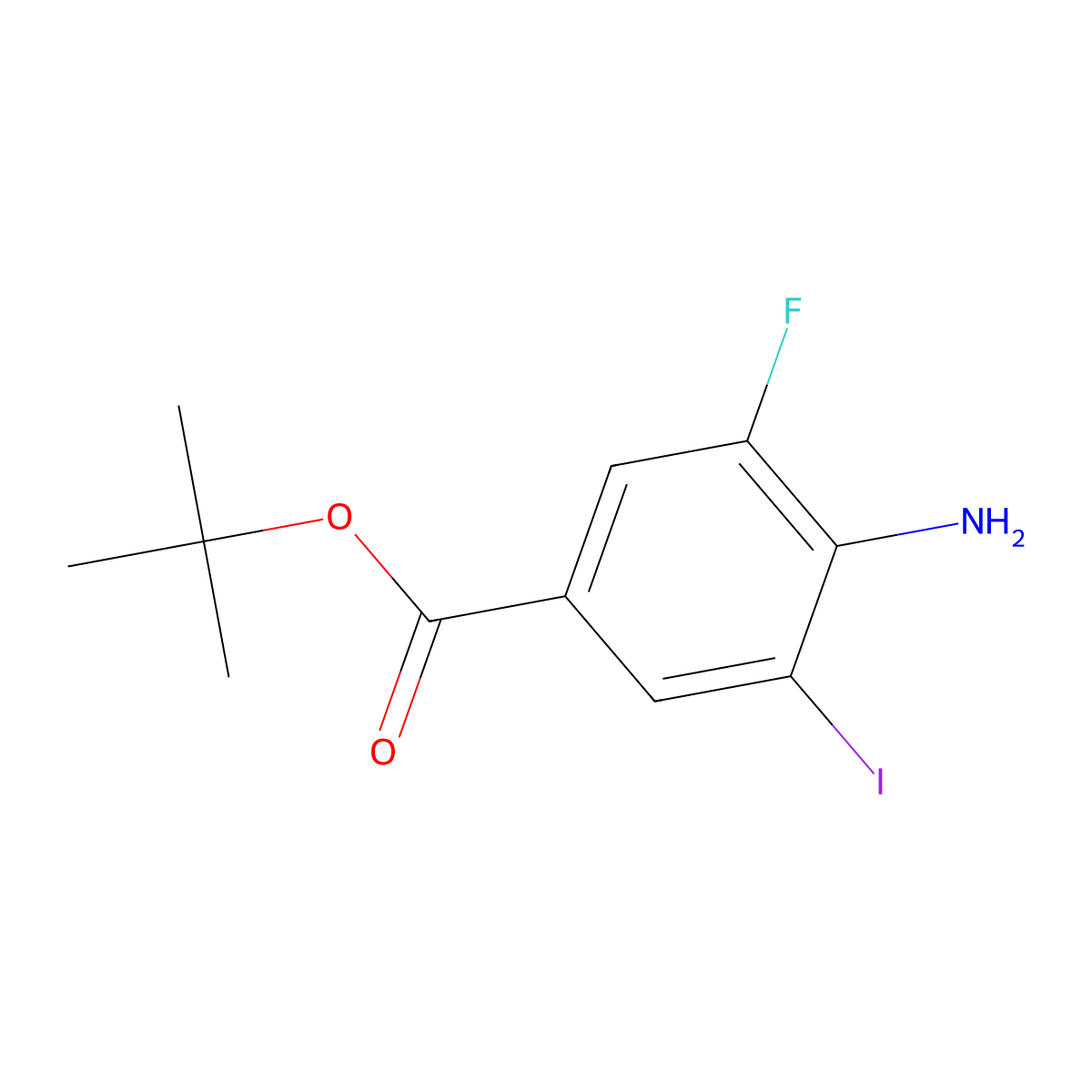 Tert-butyl 4-amino-3-fluoro-5-iodobenzoate molecular structure, CAS 2913403-01-5