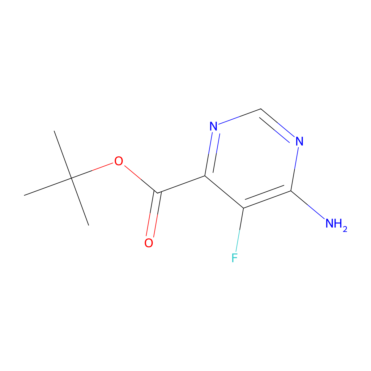 Tert-butyl 6-amino-5-fluoropyrimidine-4-carboxylate molecular structure, CAS 2913403-03-7