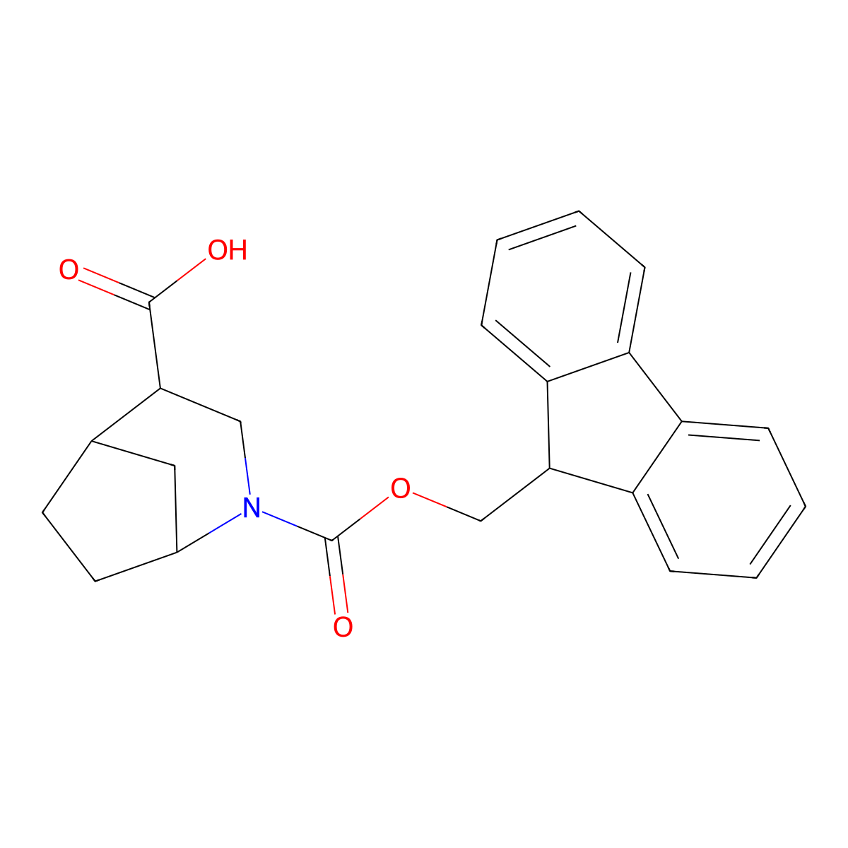 2-{[(9H-fluoren-9-yl)methoxy]carbonyl}-2-azabicyclo[3.2.1]octane-4-carboxylic acid molecular structure, CAS 2913403-12-8