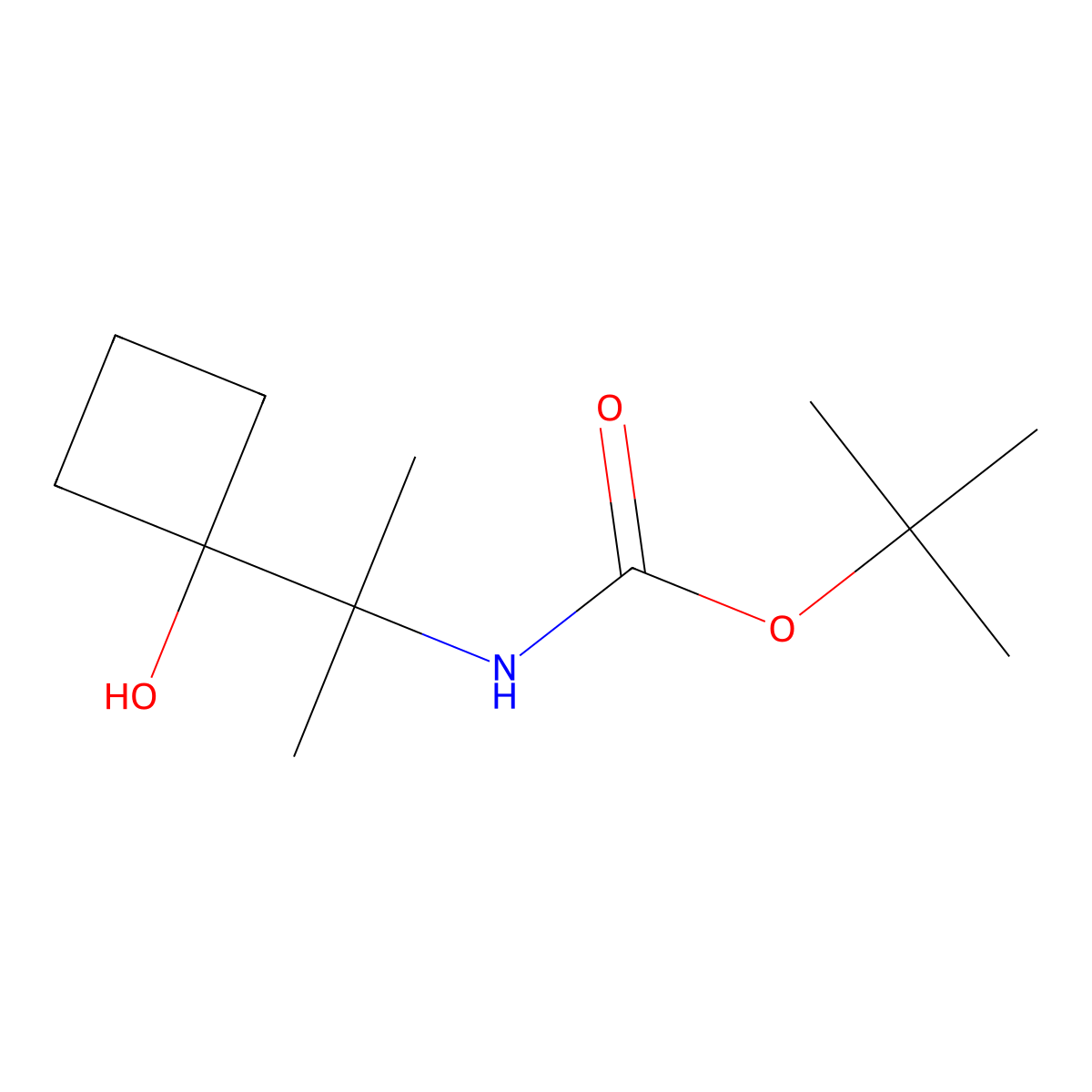 tert-butyl N-[2-(1-hydroxycyclobutyl)propan-2-yl]carbamate molecular structure, CAS 2913403-47-9