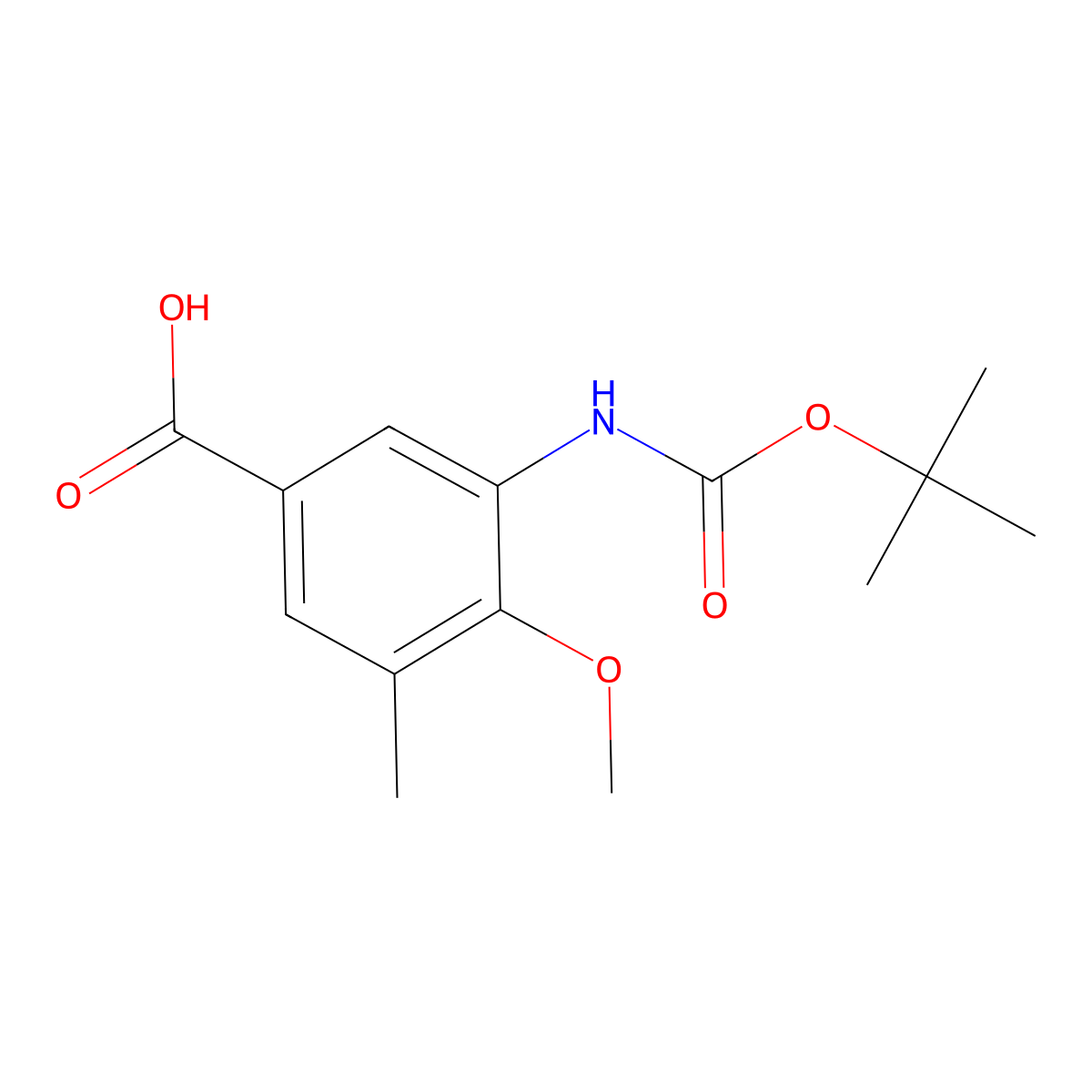 3-{[(Tert-butoxy)carbonyl]amino}-4-methoxy-5-methylbenzoic acid molecular structure, CAS 2913403-50-4