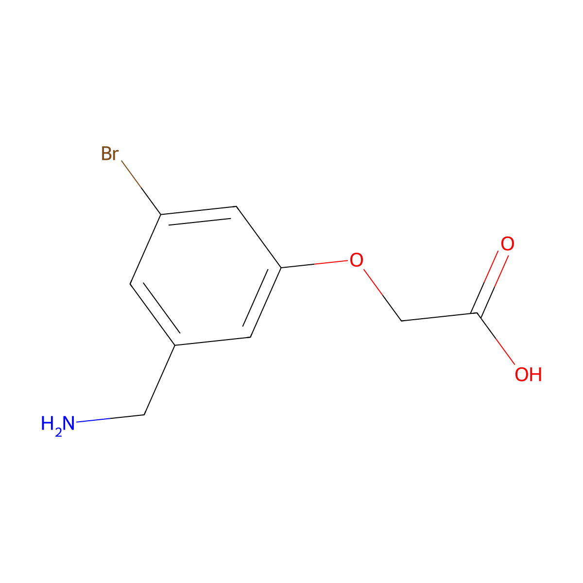 2-[3-(Aminomethyl)-5-bromophenoxy]acetic acid molecular structure, CAS 2913403-71-9