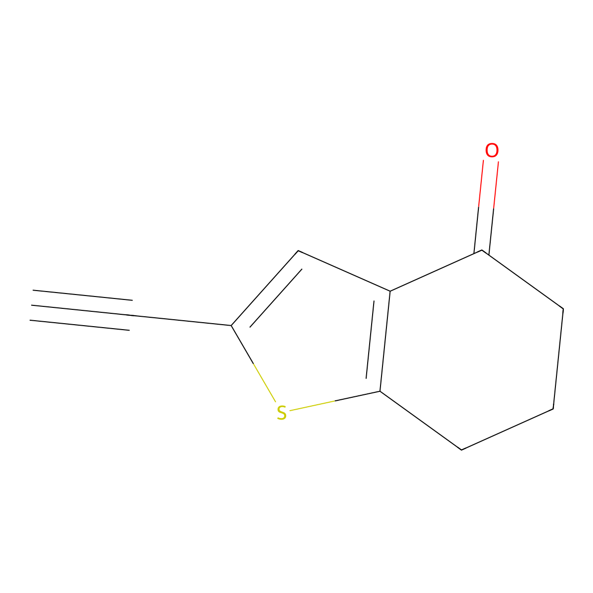2-Ethynyl-4,5,6,7-tetrahydro-1-benzothiophen-4-one molecular structure, CAS 2913403-78-6